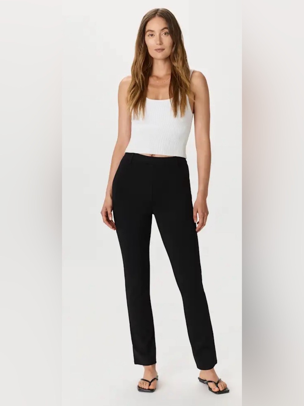 Quince Black Straight-Leg Ponte Stretch Pants - Size Large Tall